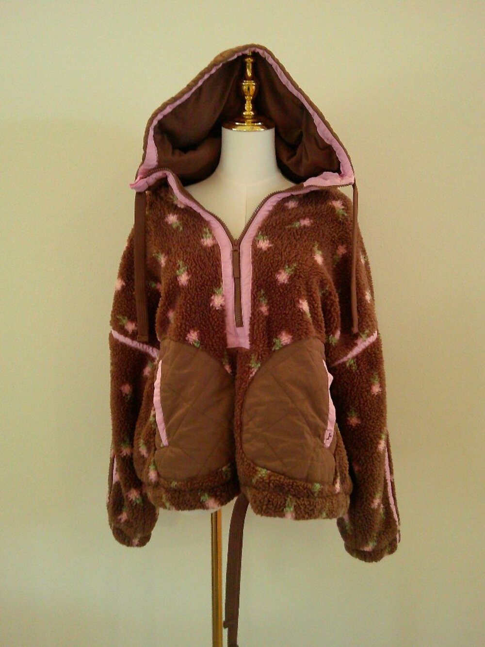 JoyLab Women's Contrast High Pile 1/2 Zip Jacket Large